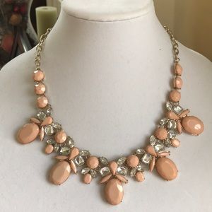 Statement Necklace with Blush Tone Stones and Crystals